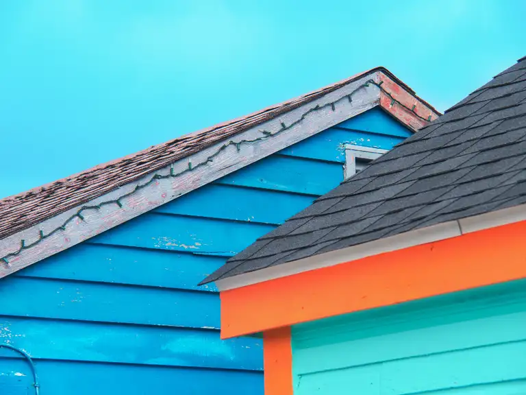 A residential roof with roof vents